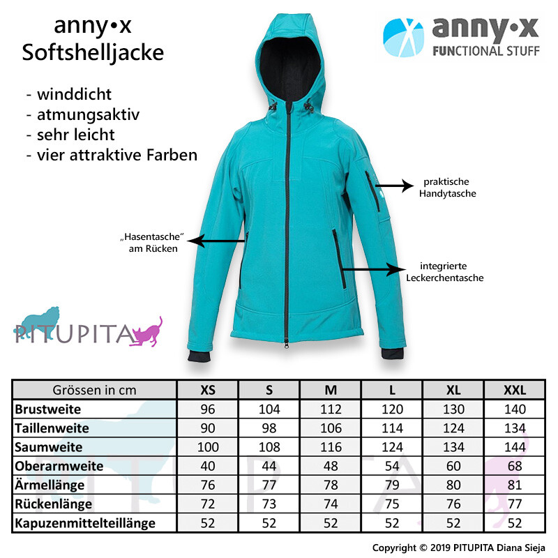 AnnyX Softshelljacke Trainingsjacke schwarz XXL