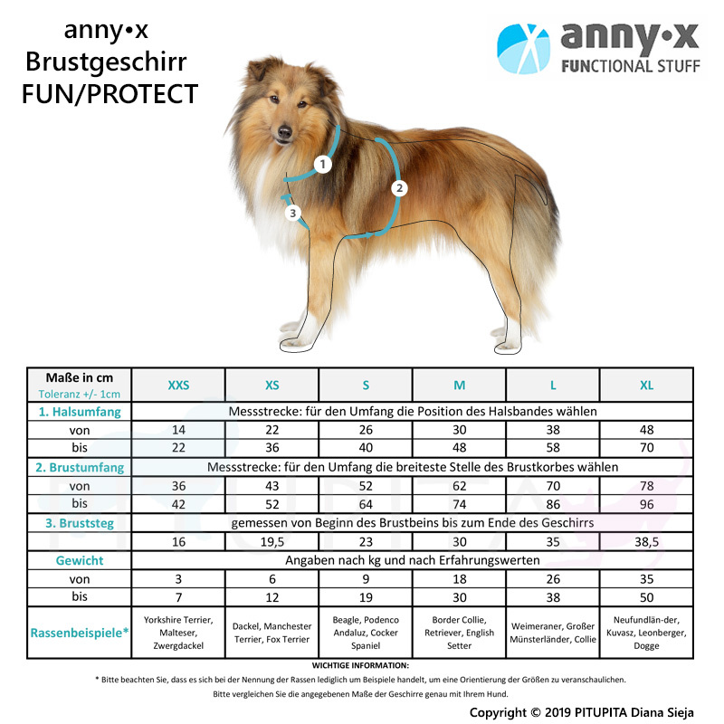 AnnyX Brustgeschirr Protect leuchtgelb grau Suchhund