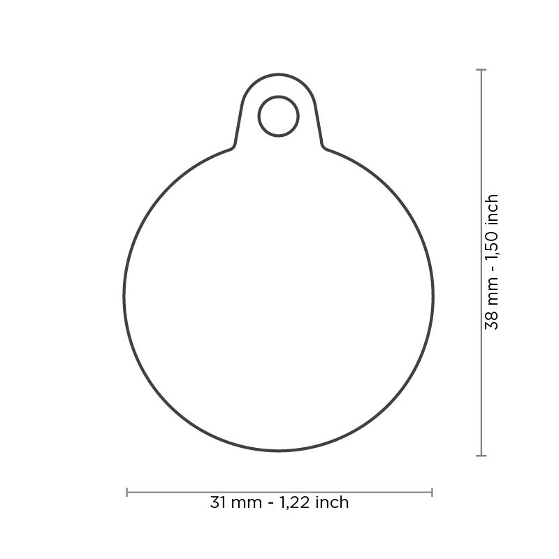 Hundemarke Anhänger großer Kreis mit Bumper Hushtag verchromt inkl. Gravur