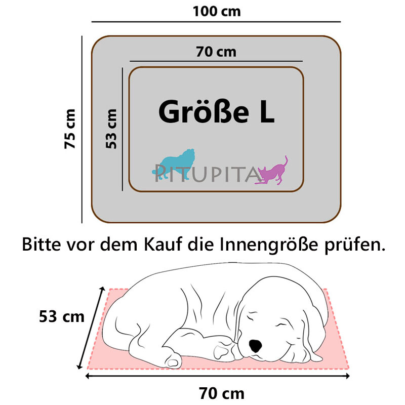 PITUPITA orthopädisches Hundebett MILA in dunkelgrau schwarz