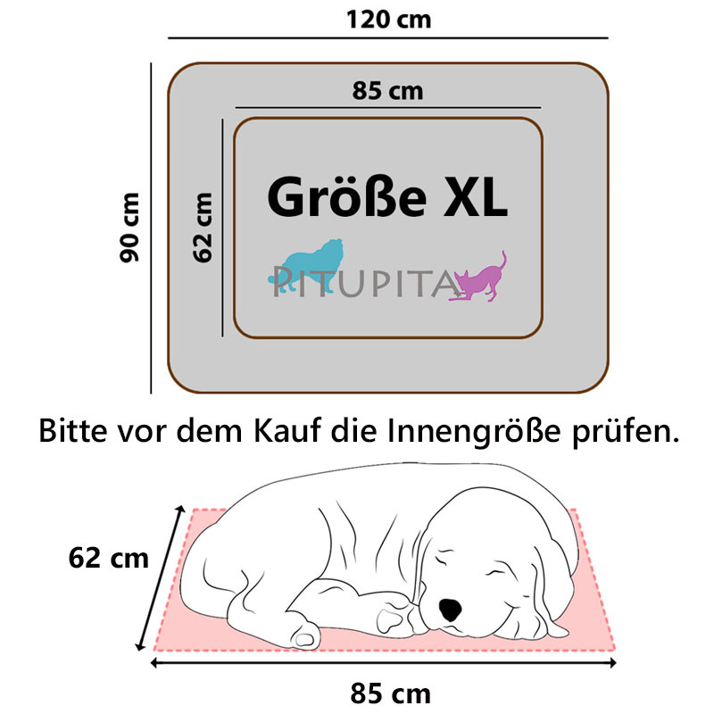 PITUPITA orthopädisches Hundebett MILA in dunkelgrau schwarz