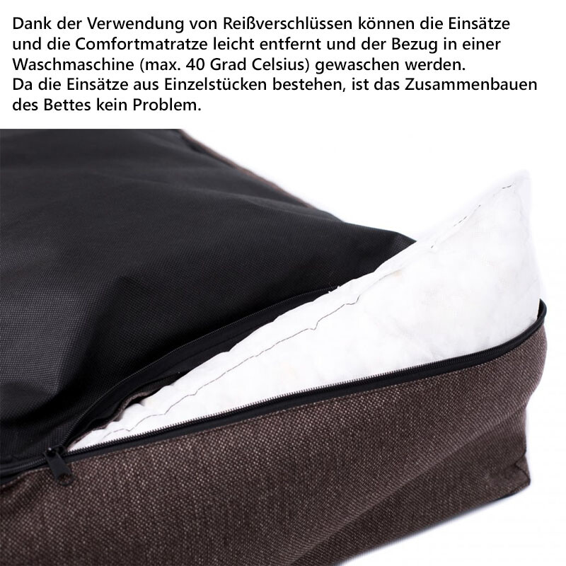 PITUPITA orthopädisches Hundebett MILA in dunkelgrau schwarz M  80 x 60 cm