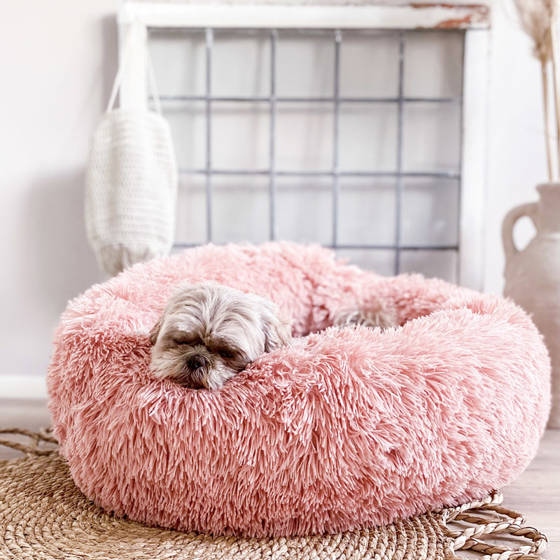 District 70 Fuzz Hundebett Donut rund old pink rosa