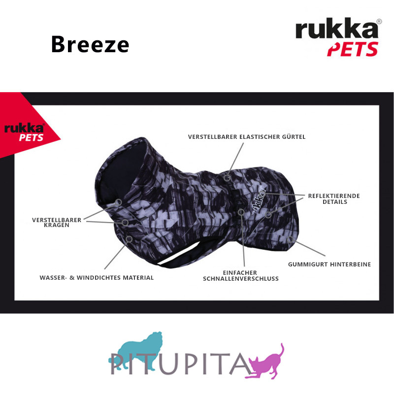 Rukka Pets Breeze Softshellmantel Regenmantel schwarz weiss