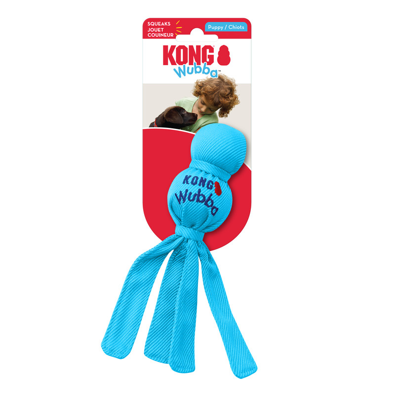 KONG Wubba puppy für Welpen in pink oder blau mit Quietscher