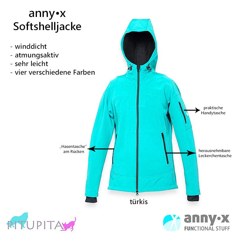 AnnyX Softshelljacke Trainingsjacke türkis