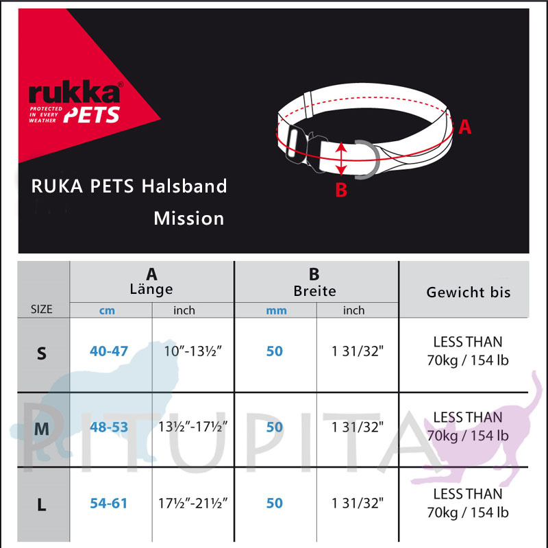 Rukka Pets Halsband Mission schwarz mit Griff