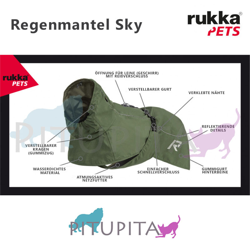 Rukka Pets Regenjacke Regenmantel Sky in der Farbe oliv