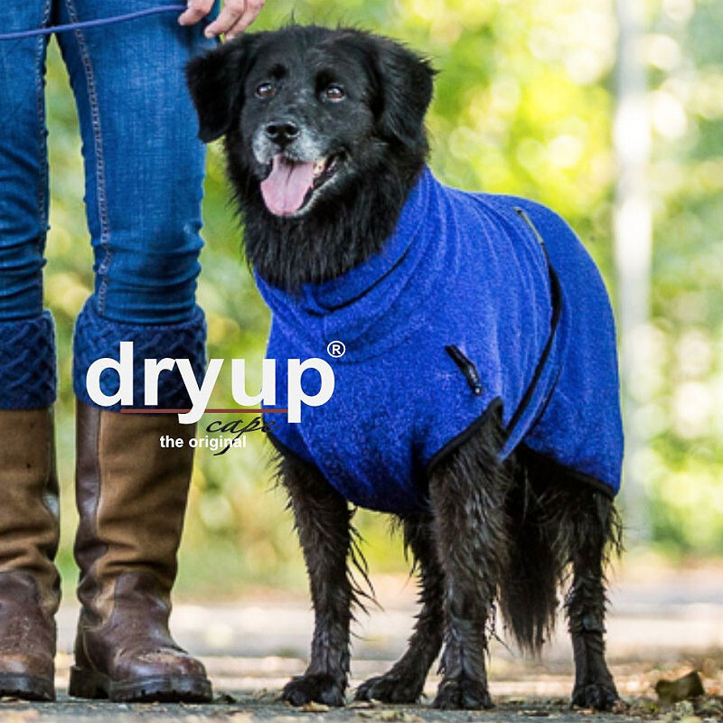 DryUp Trocken Cape Hundebademantel in blueberry blau L 65cm