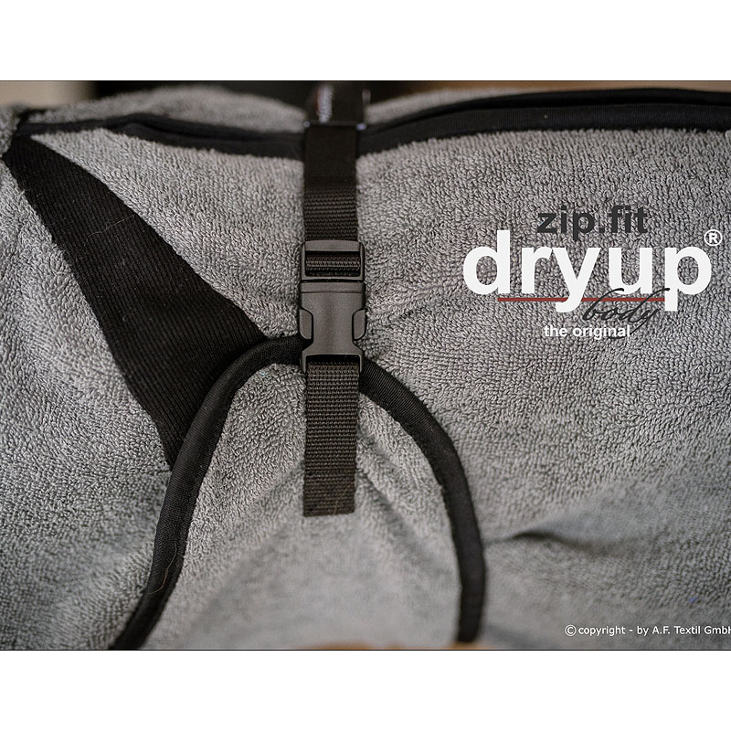 DryUp Body ZIP.FIT Hundebademantel mit Beinen in anthrazit grau L 65cm