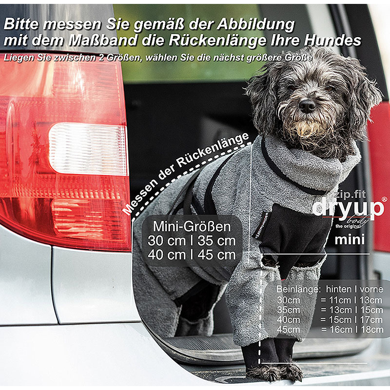 DryUp Body ZIP.FIT Hundebademantel mit Beinen für kleine Hunde in bordeaux dunkelrot