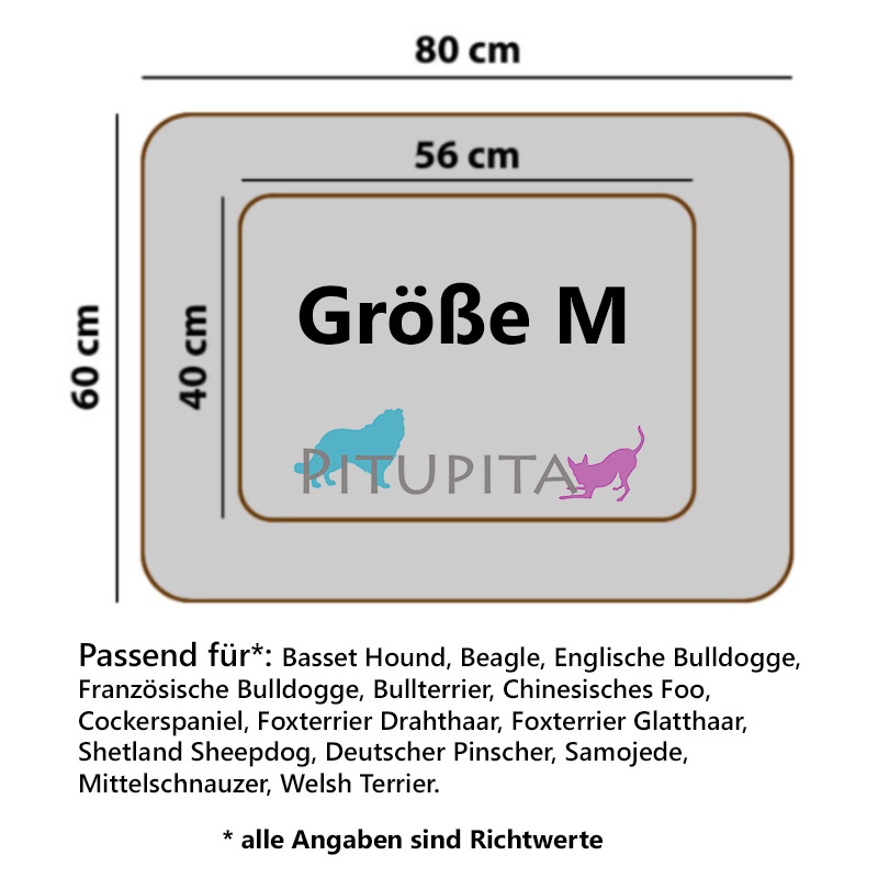 PITUPITA orthopädisches Hundebett MILA in braun weiß