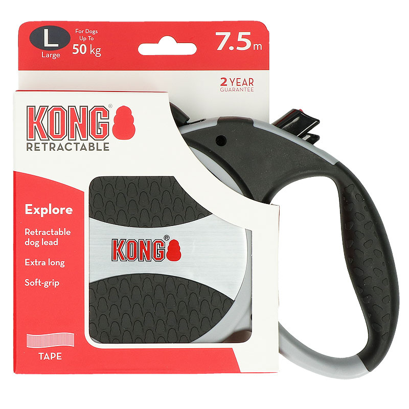 KONG Hundeleine Rollleine Automatikleine EXPLORER  7,5m grau L bis 50 kg