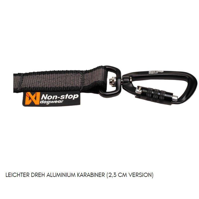 Non-stop dogwear Hundeleine Touring Bungee in schwarz grau 2,8m - 13mm