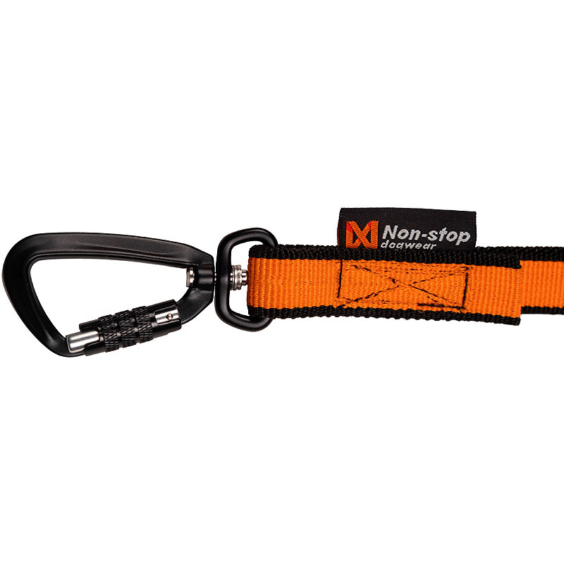 Non-stop dogwear Laufleine Bungee leash in orange schwarz