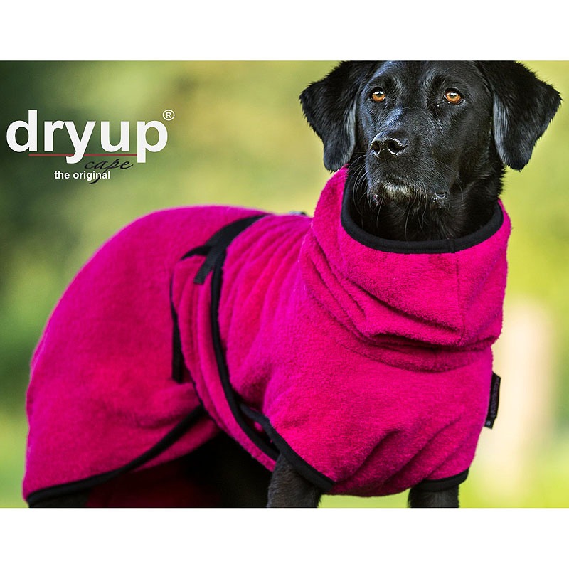 DryUp Trocken Cape Hundebademantel in pink M  60cm Rückenlänge