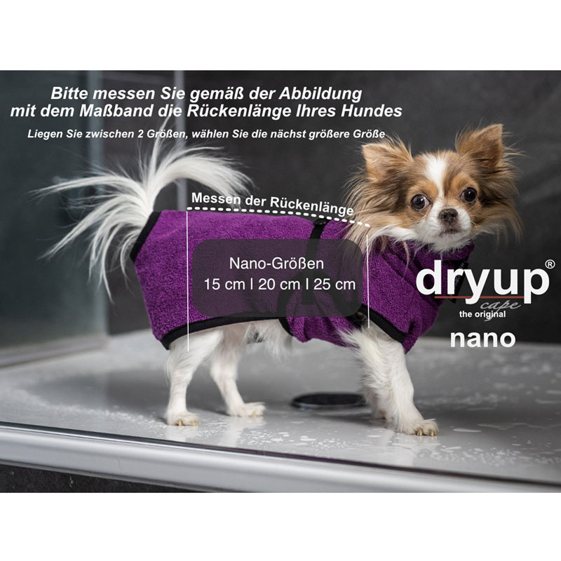 DryUp Trocken Cape Hundebademantel NANO für ganz kleine Hunde in bilberry lila violett