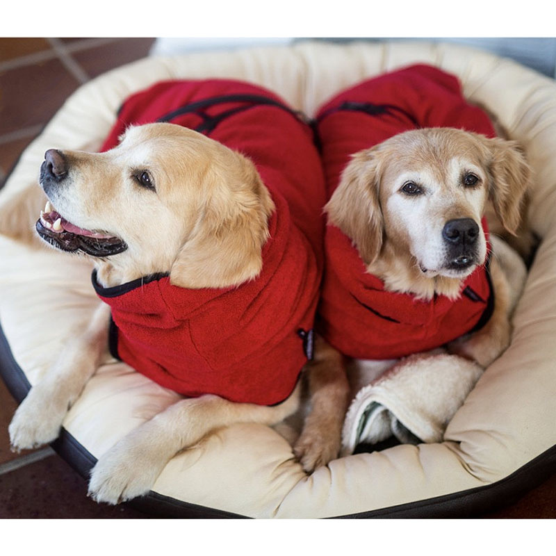 DryUp Trocken Cape Hundebademantel in red pepper rot M  60cm Rückenlänge