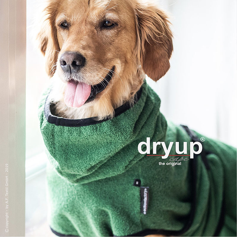 DryUp Trocken Cape Hundebademantel in dark green dunkelgrün