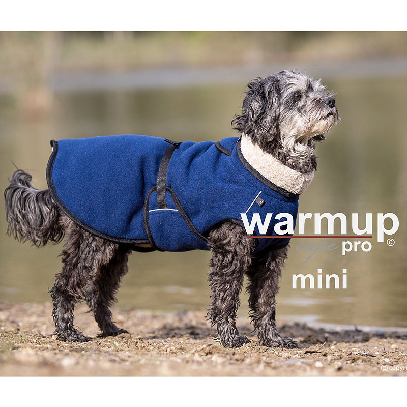 WarmUp Cape PRO Mantel MINI für kleine Hunde in blau dark blue