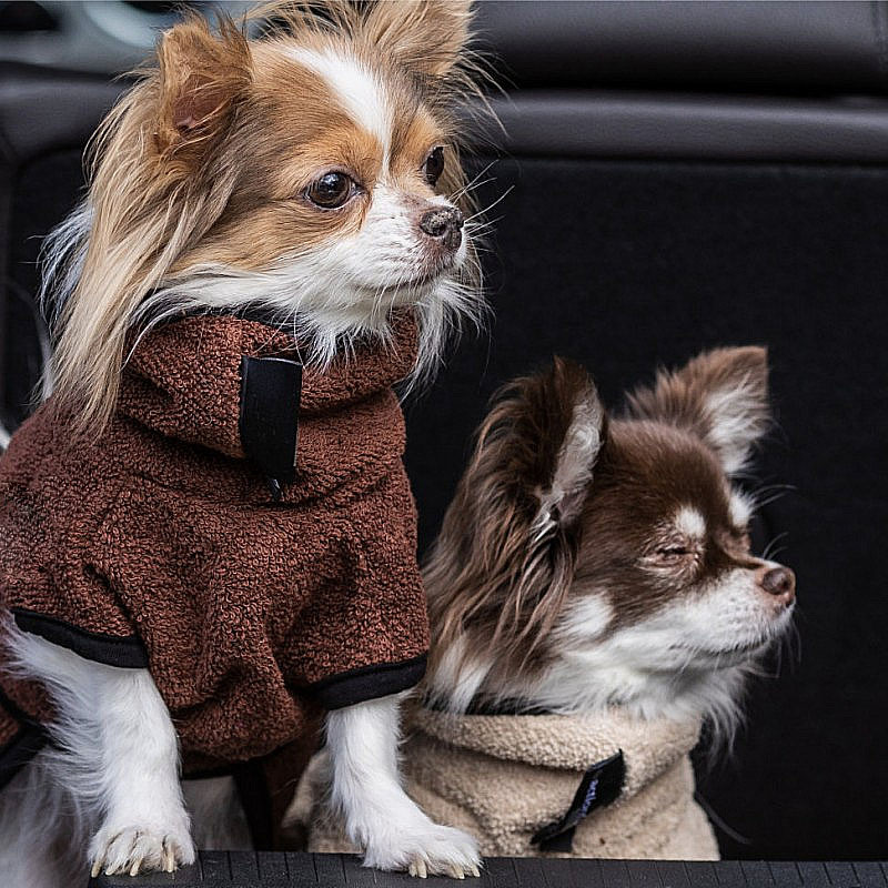 DryUp Trocken Cape Hundebademantel NANO für ganz kleine Hunde in brown braun