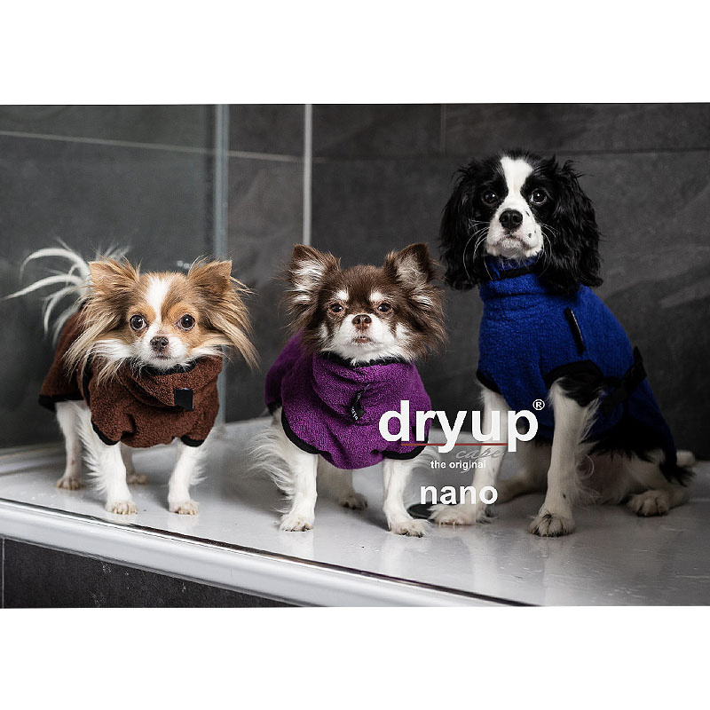 DryUp Trocken Cape Hundebademantel NANO für ganz kleine Hunde in brown braun