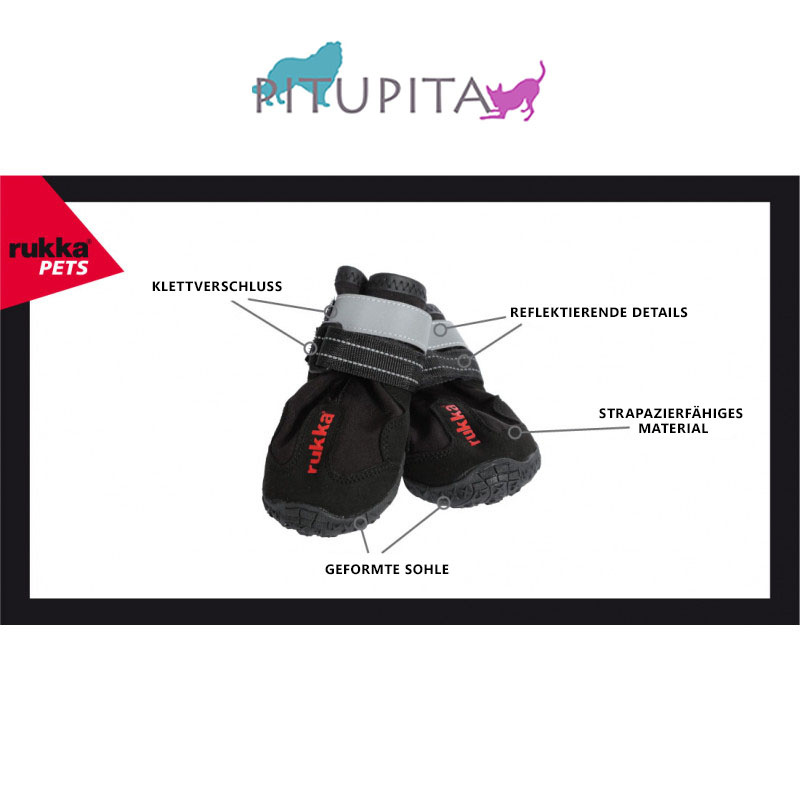 RUKKA Pets Schuhe halbhoch Proff Pfotenschutz  in schwarz 2-er Pack