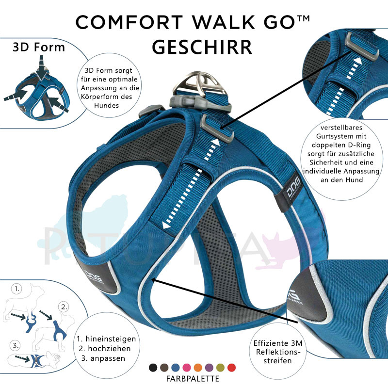 DOG Copenhagen Comfort Walk Go Geschirr in blau Ocean Blue