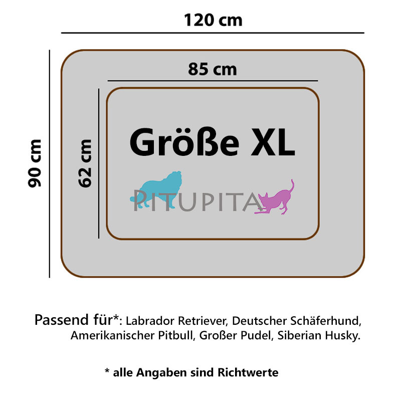 PITUPITA Komfort Hundebett Wendebett DAMIR in grau dunkelgrau 4 in 1