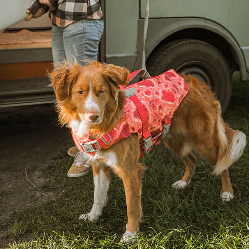 Hurtta Schwimmweste für Hunde in coral rot camouflage