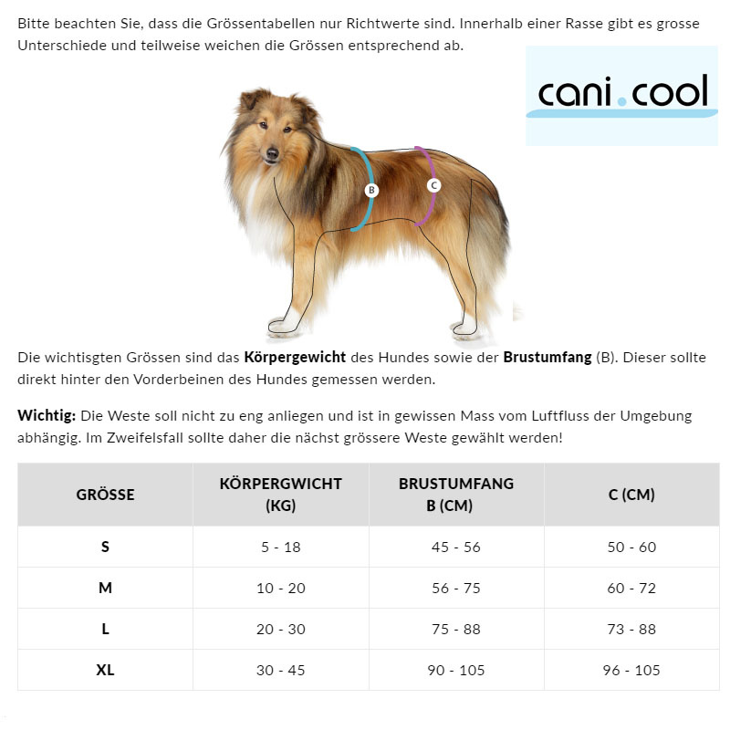 cani.cool Kühlweste für Hunde kühlt bis zu 72 Stunden