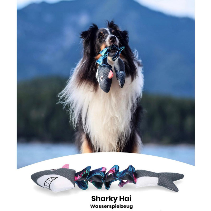 CoolPets Pull me! Sharky Hai Wasserspielzeug mit Flamingomuster