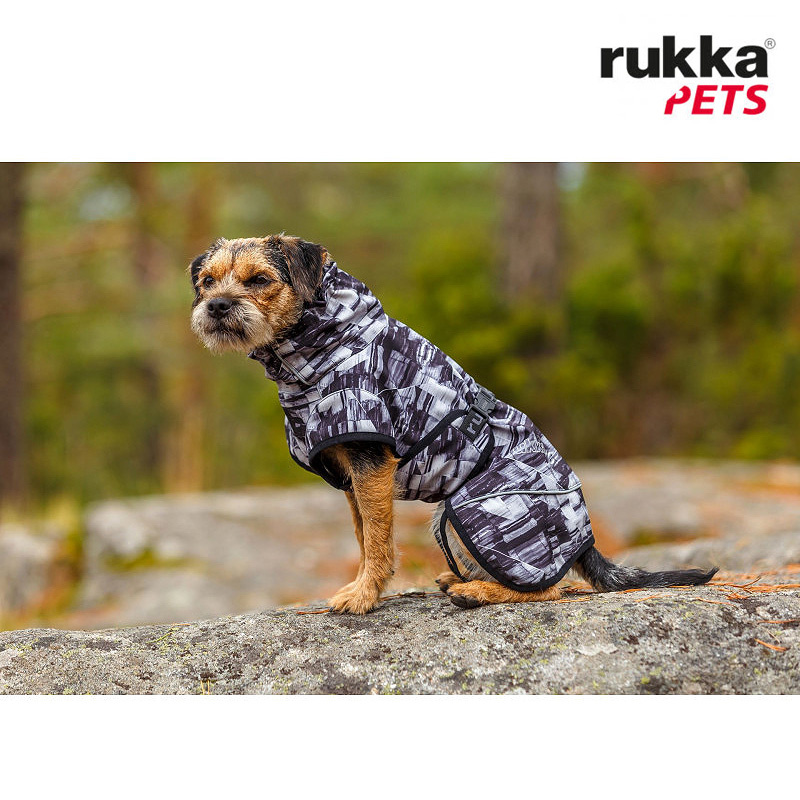 Rukka Pets Breeze Softshellmantel Regenmantel schwarz mit Muster 60