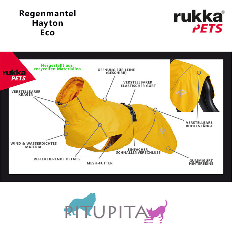 Rukka Pets Regenjacke Regenmantel Hayton ECO in gelb