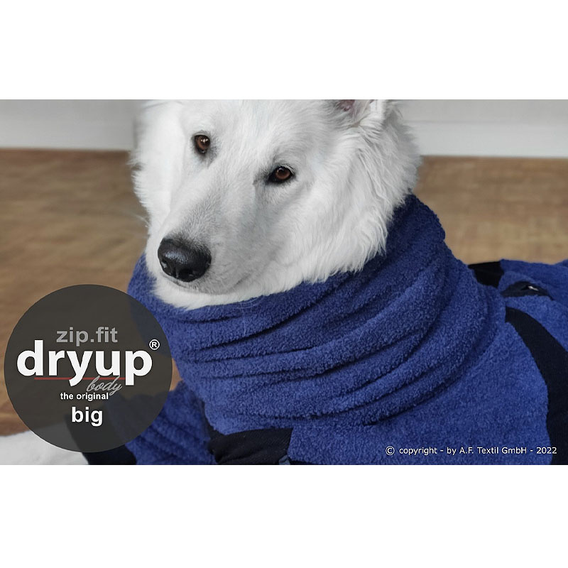 DryUp Body ZIP.FIT BIG Hundebademantel mit Beinen für große Hunde in marine blau