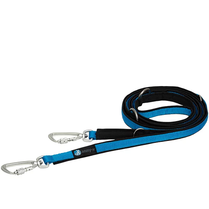 AnnyX Führleine verstellbar Safety Fun in schwarz blau 20 mm | vollgepolstert