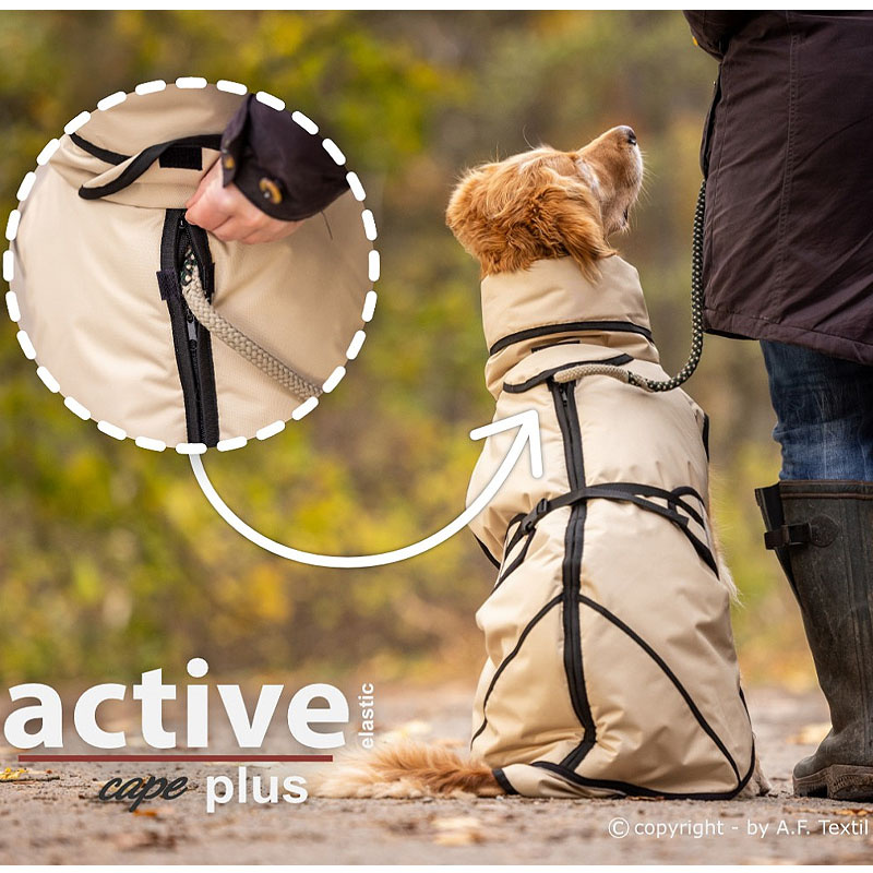 Active Cape ELASTIC Plus Wintermantel für mittelgroße Hunde in sand beige