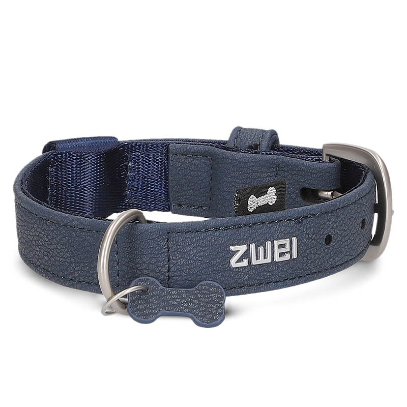 ZWEI Komfort Halsband LEO in nubuk blue blau 28-38cm