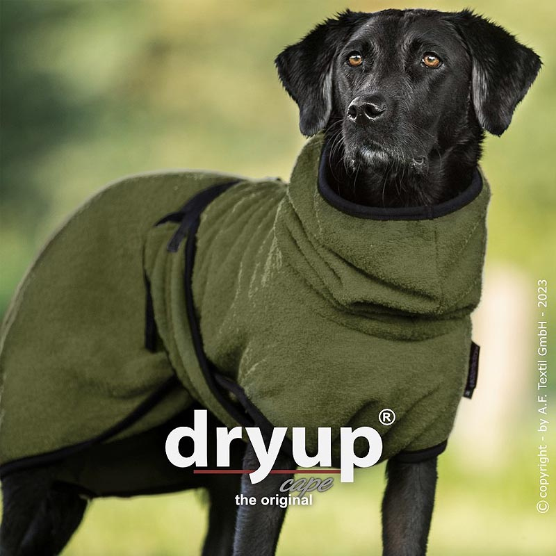 DryUp Trocken Cape Hundebademantel in moos grün S 56cm