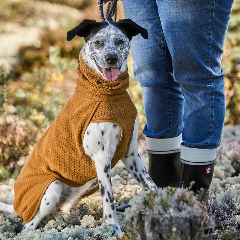 Hurtta Midlayer Eco wärmende Hundejacke Pullover in ocker desert 35