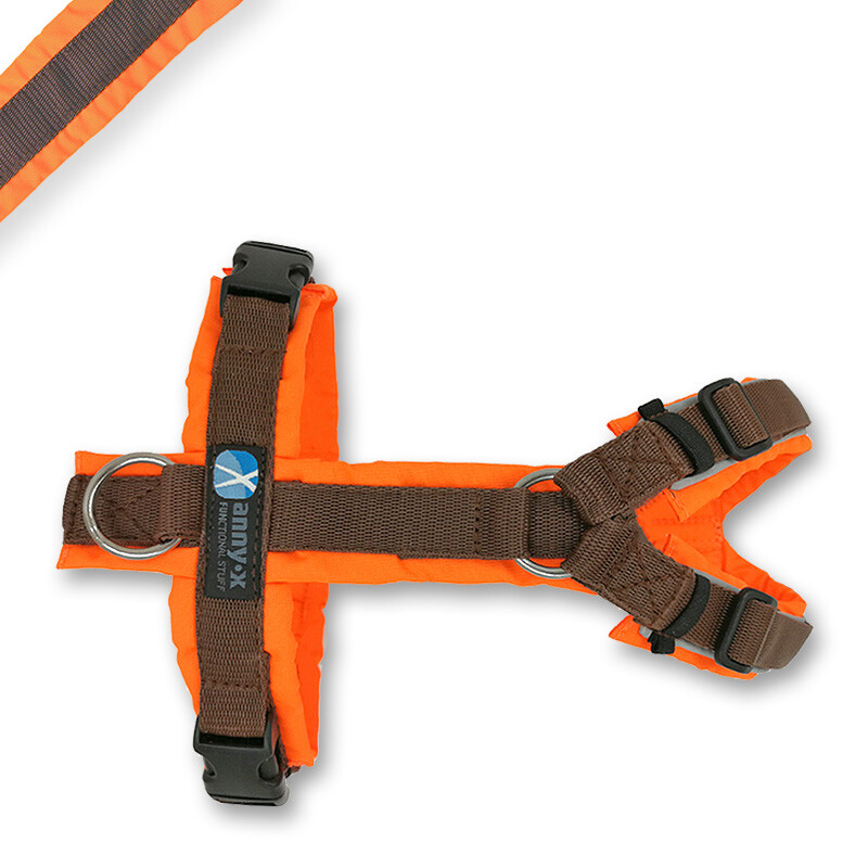 AnnyX Brustgeschirr Protect in leuchtorange braun S Steg kurz 19,5cm