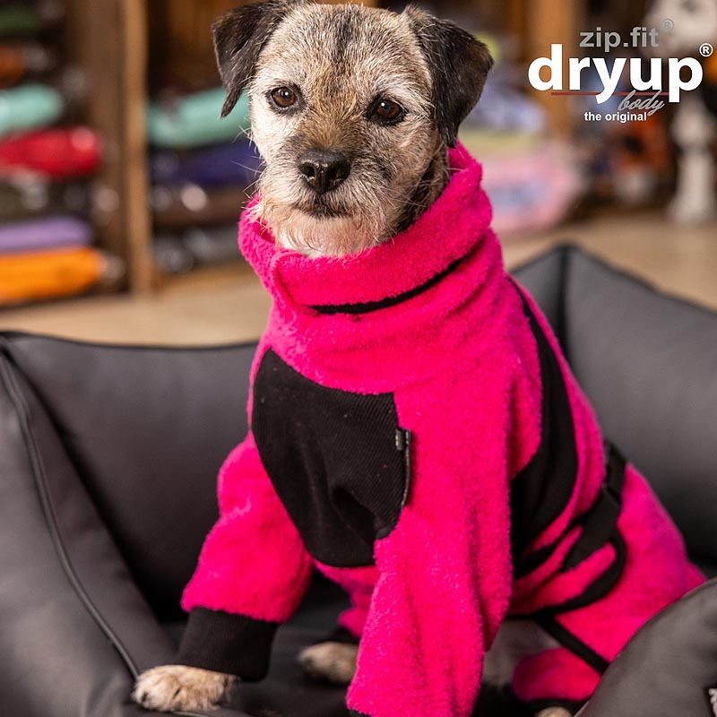 DryUp Body ZIP.FIT Hundebademantel mit Beinen für kleine Hunde in pink