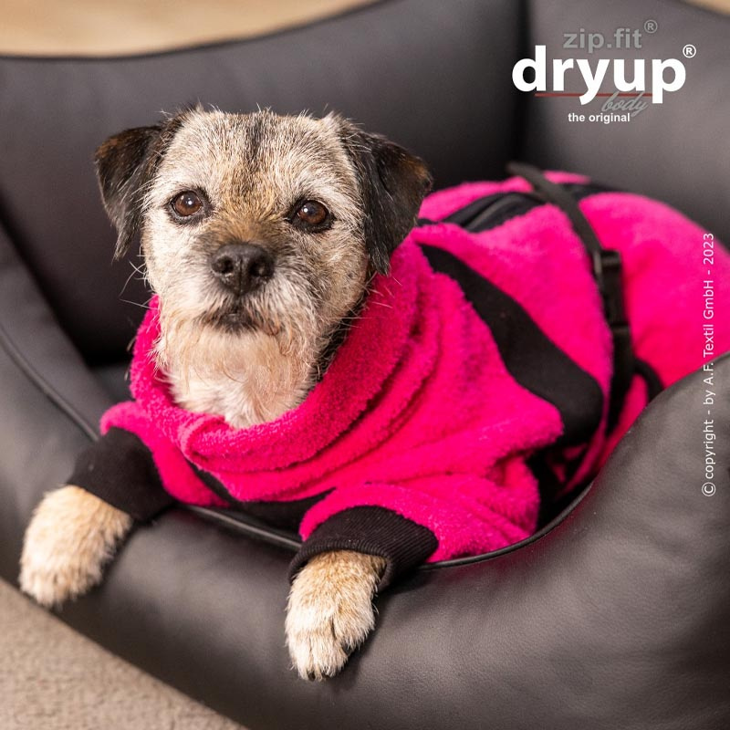 DryUp Body ZIP.FIT Hundebademantel mit Beinen für kleine Hunde in pink