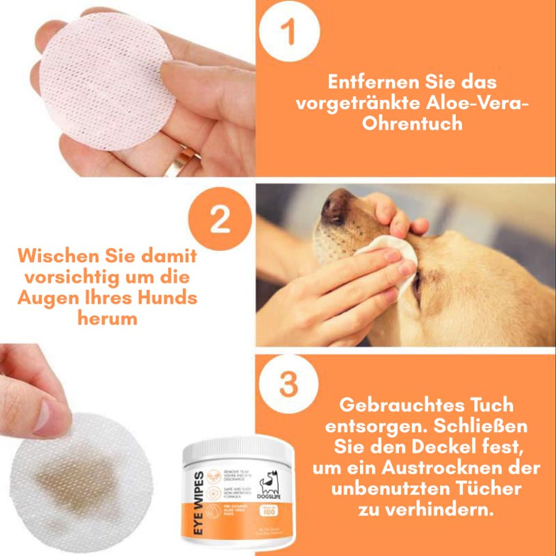 DogsLife Augenreinigungs-Pads mit Aloe Vera 100 Pads