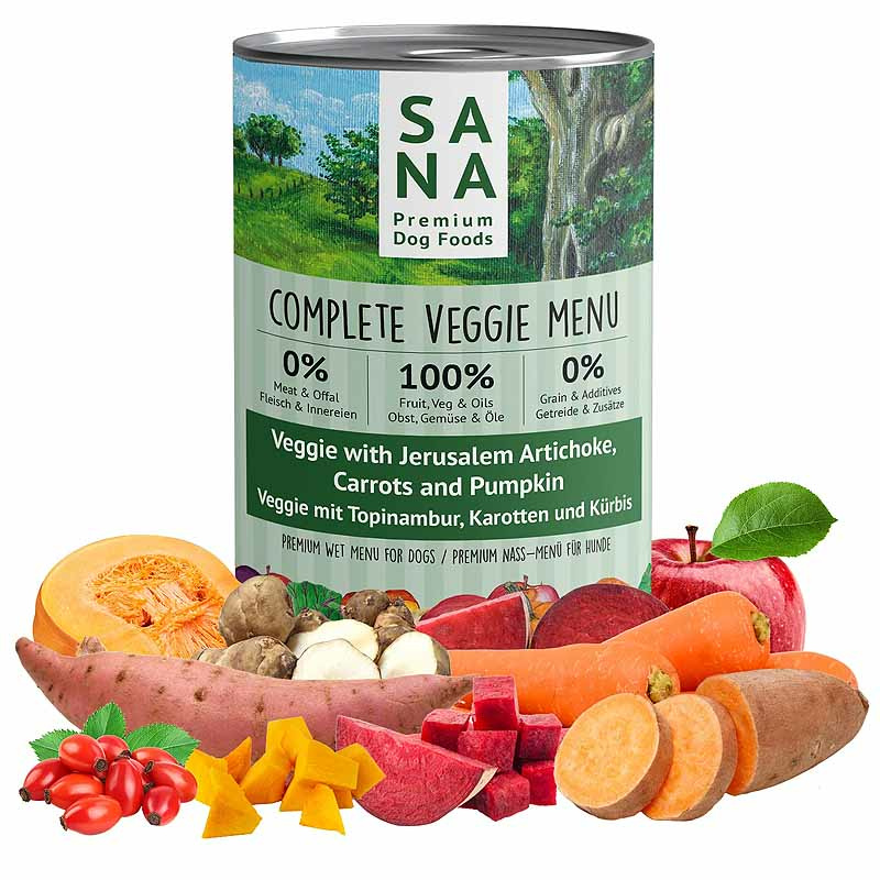 SANA Nass-Menü Veggie mit Topinambur, Karotten und Kürbis