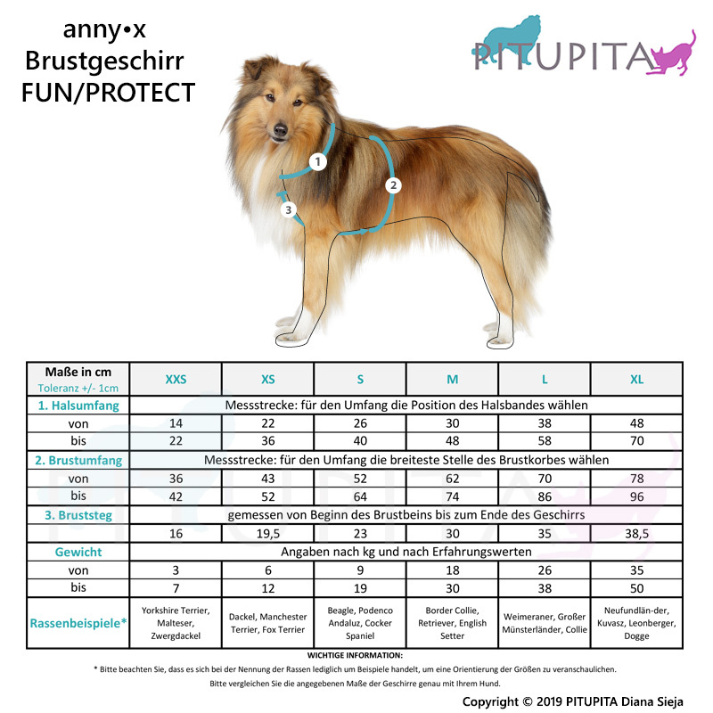 AnnyX Brustgeschirr Hundegeschirr Fun in lavendel M Steg kurz 23cm