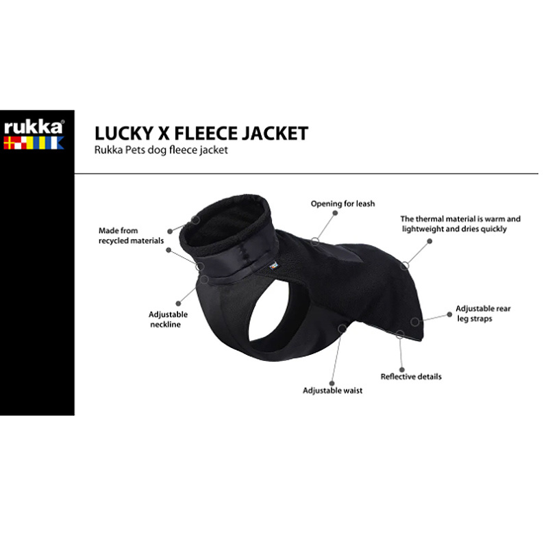 Rukka Pets Lucky Fleece Jacke in schwarz für Hunde