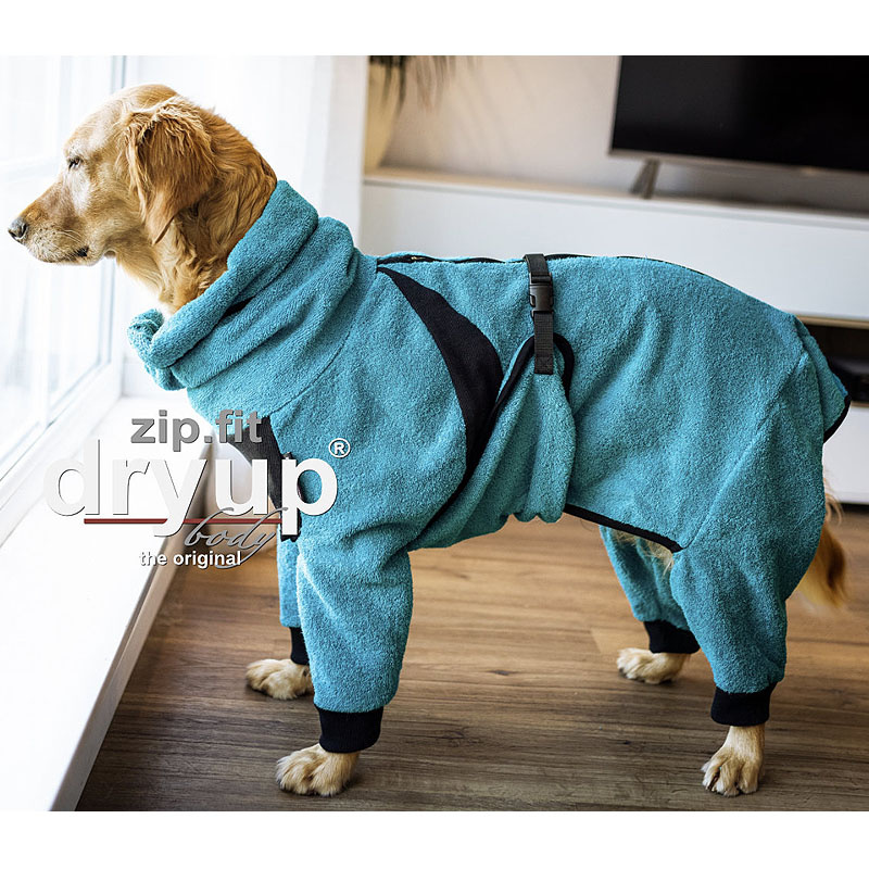 DryUp Body ZIP.FIT Hundebademantel mit Beinen STANDARD Petrol M 60cm