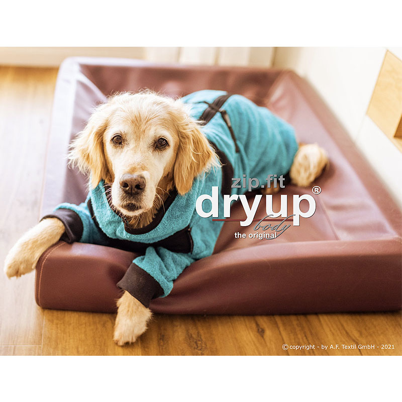 DryUp Body ZIP.FIT Hundebademantel mit Beinen STANDARD Petrol M 60cm