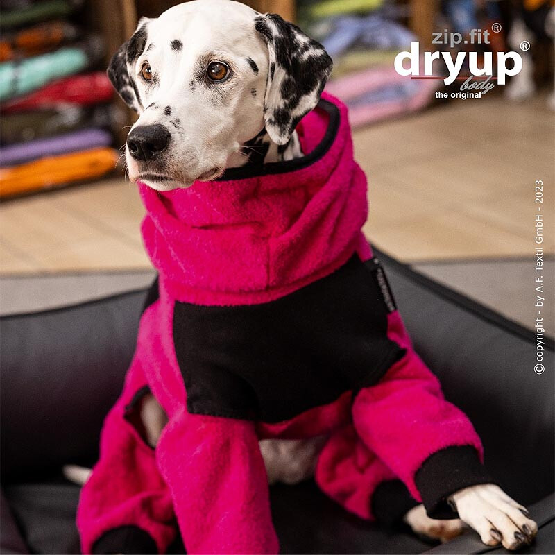 DryUp Body ZIP.FIT Hundebademantel mit Beinen STANDARD Pink S 56cm